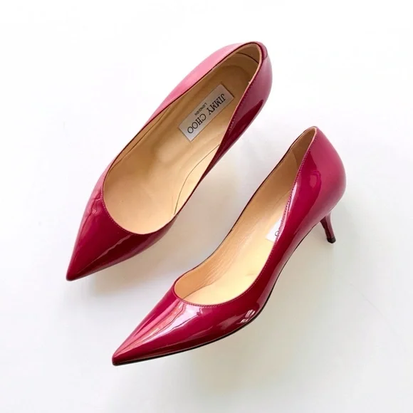 Jimmy Choo Aza Red Patent Leather Kitten Heel Pump 38.5 IT 8 US